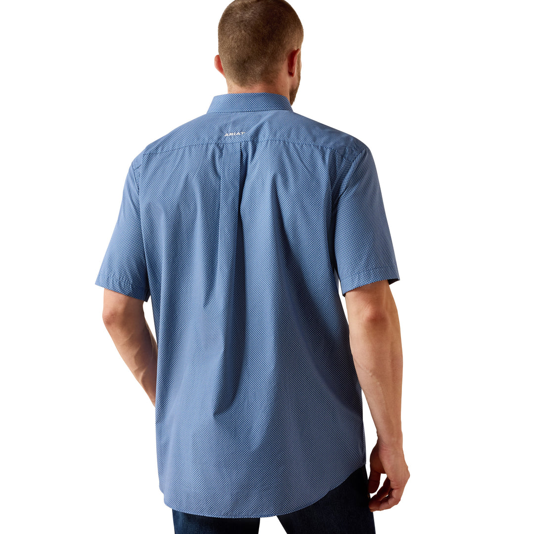 Ariat Mens Blue Geo Wrinkle Free Case Classic Fit Shirt
