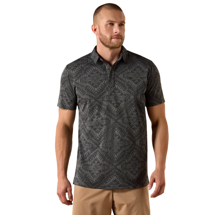 Ariat Mens Jacquard Printed Fitted Polo