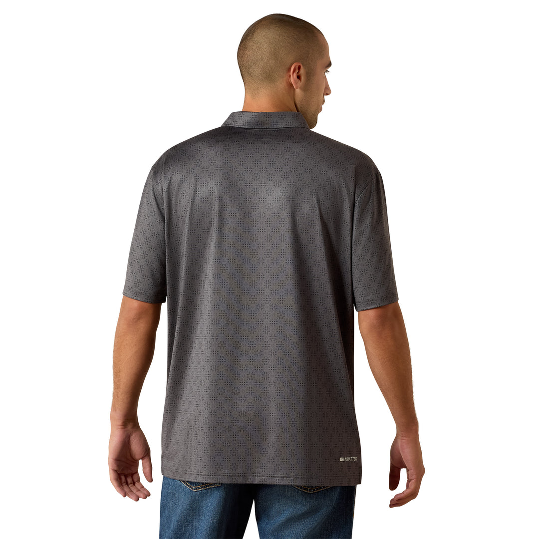 Ariat Mens Grey Pinstripe 360 Airflow Polo