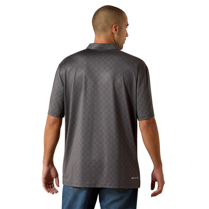 Ariat Mens Grey Pinstripe 360 Airflow Polo