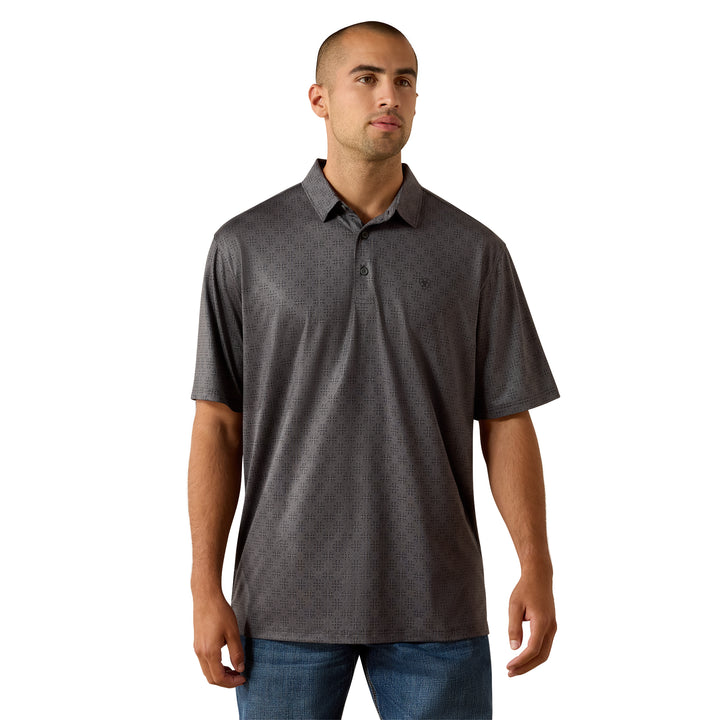Ariat Mens Grey Pinstripe 360 Airflow Polo