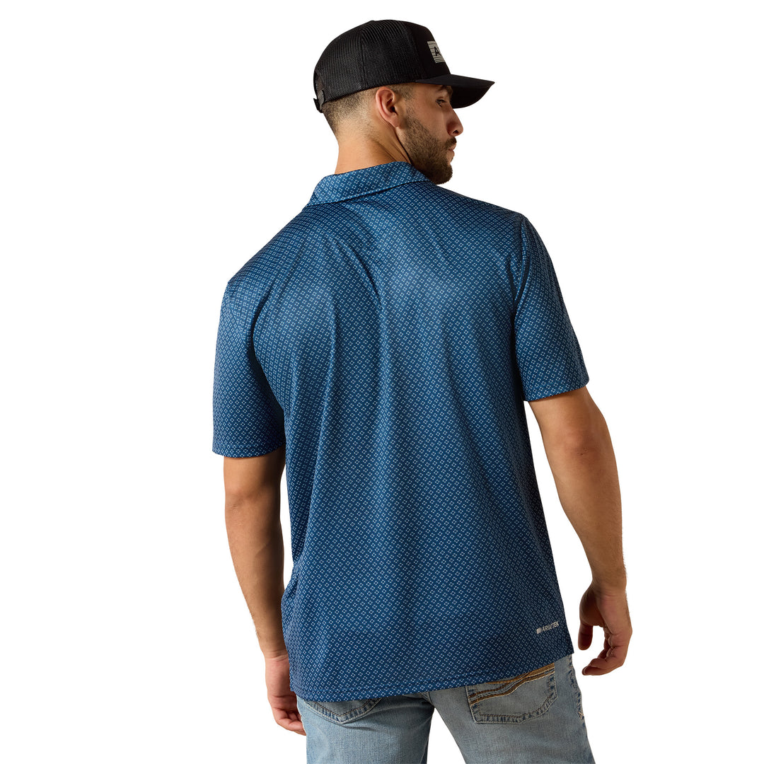Ariat Mens Dark DenimAll Over Print Classic Fit Polo