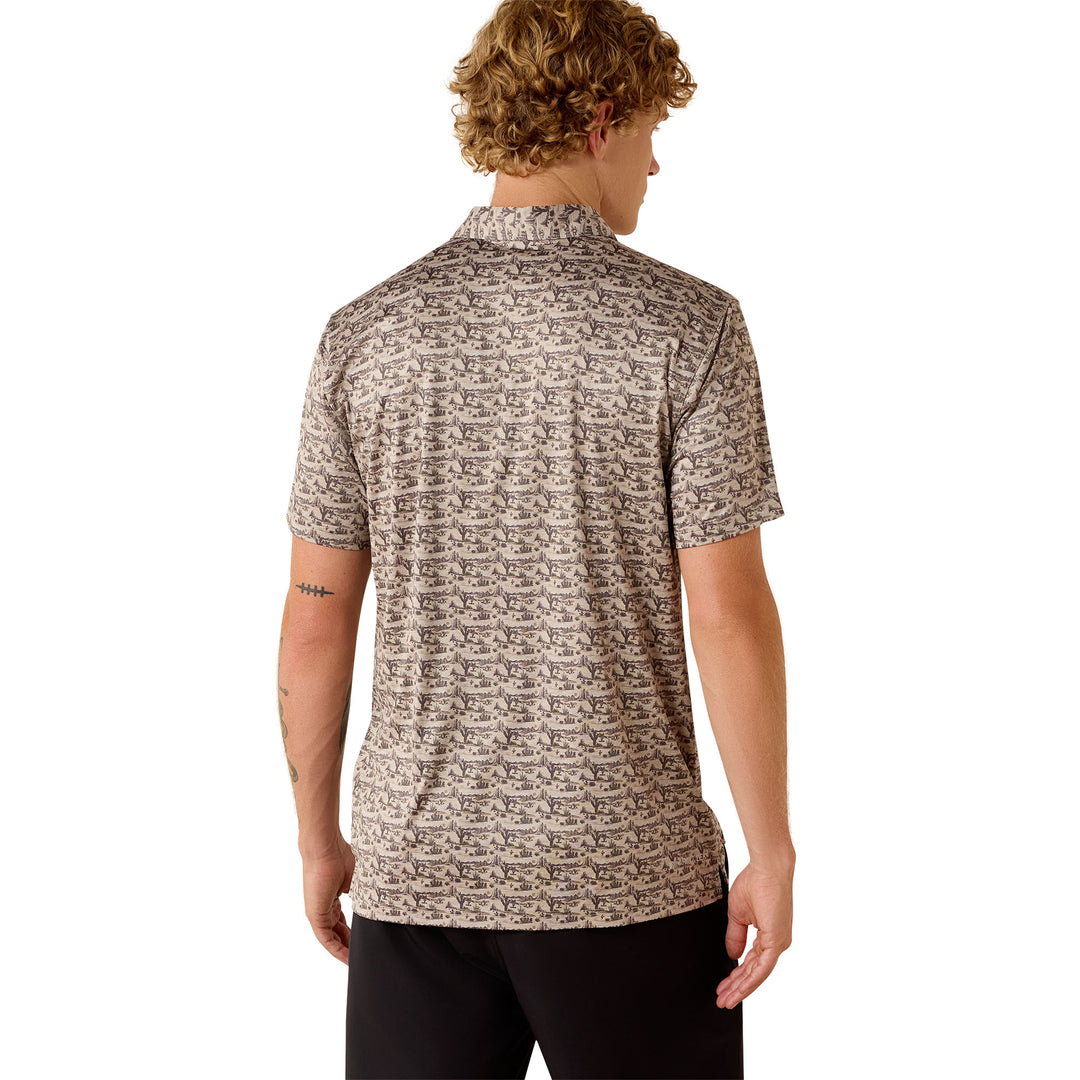 Ariat Mens All Over Print Heathered Fitted Polo
