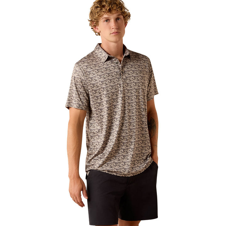 Ariat Mens All Over Print Heathered Fitted Polo