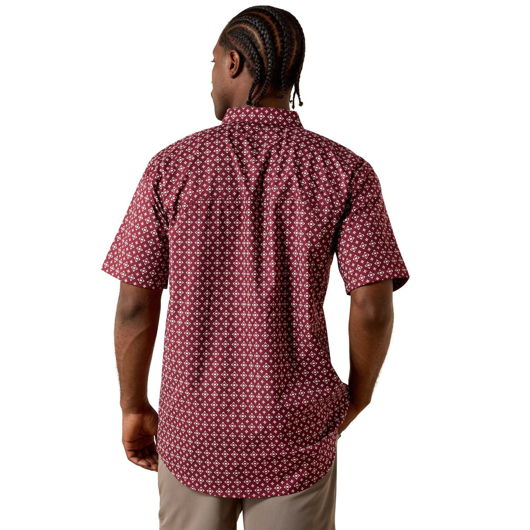 Ariat Mens Maroon Printed 360 Airflow Classic Fit Shirt