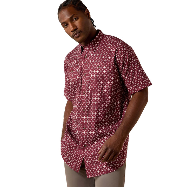 Ariat Mens Maroon Printed 360 Airflow Classic Fit Shirt