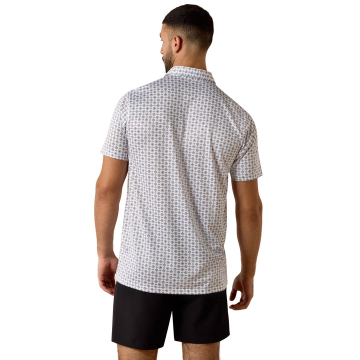 Ariat Mens White Southwest Print Fitted Polo