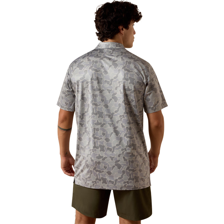 Ariat Mens All Over Print Heathered Camo Fitted Polo