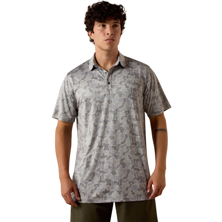 Ariat Mens All Over Print Heathered Camo Fitted Polo