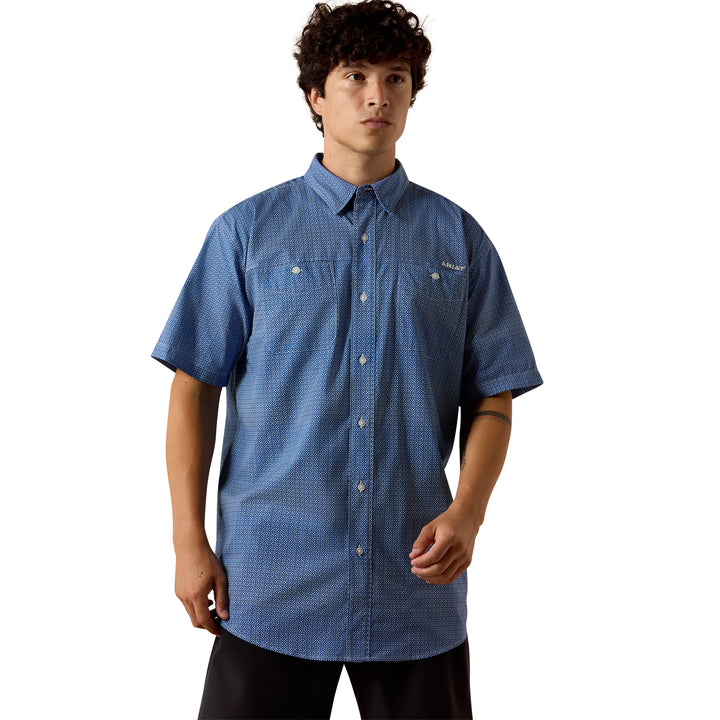 Ariat Mens Blue Printed 360 Airflow Classic Fit Shirt
