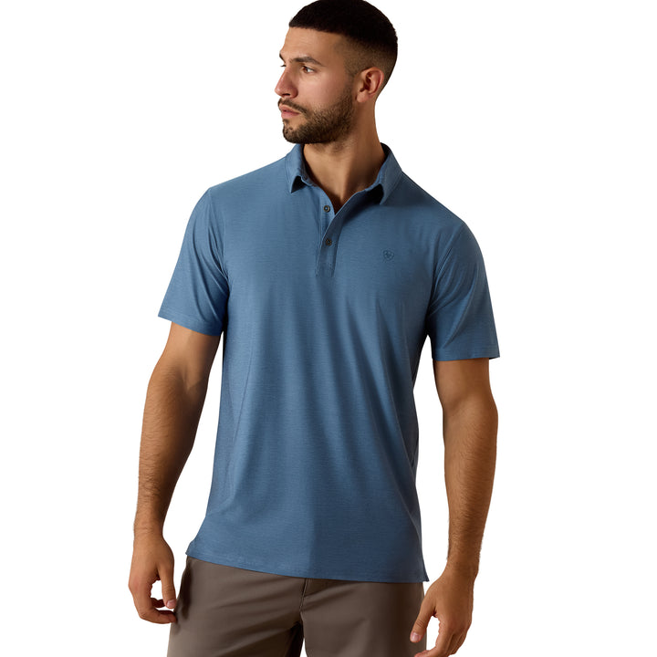 Ariat Mens Blue Charger 2.0 Fitted Polo