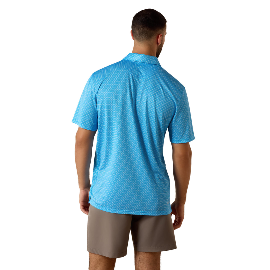 Ariat Mens Blue Mini Geo All Over Print Polo