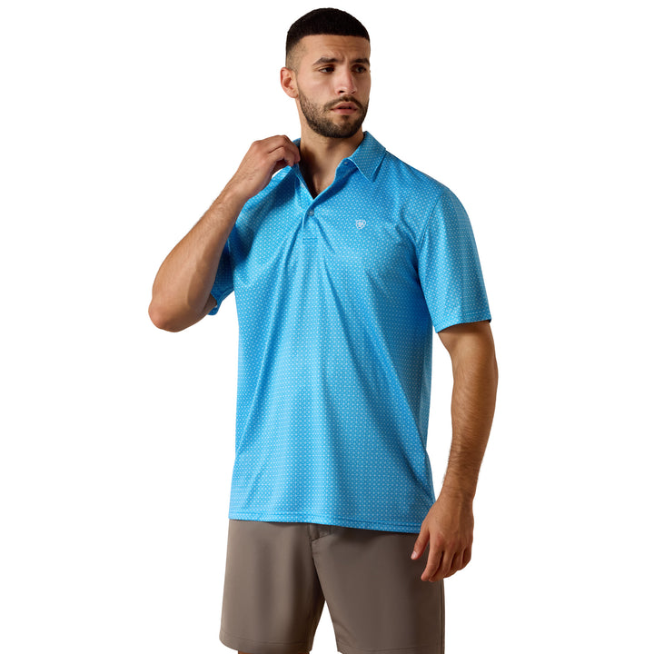Ariat Mens Blue Mini Geo All Over Print Polo