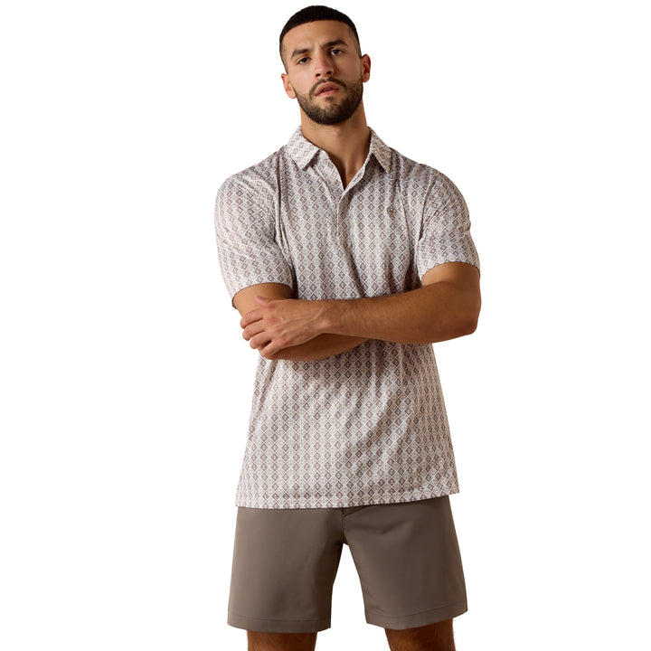 Ariat Mens Grey Geo All Over Print Polo