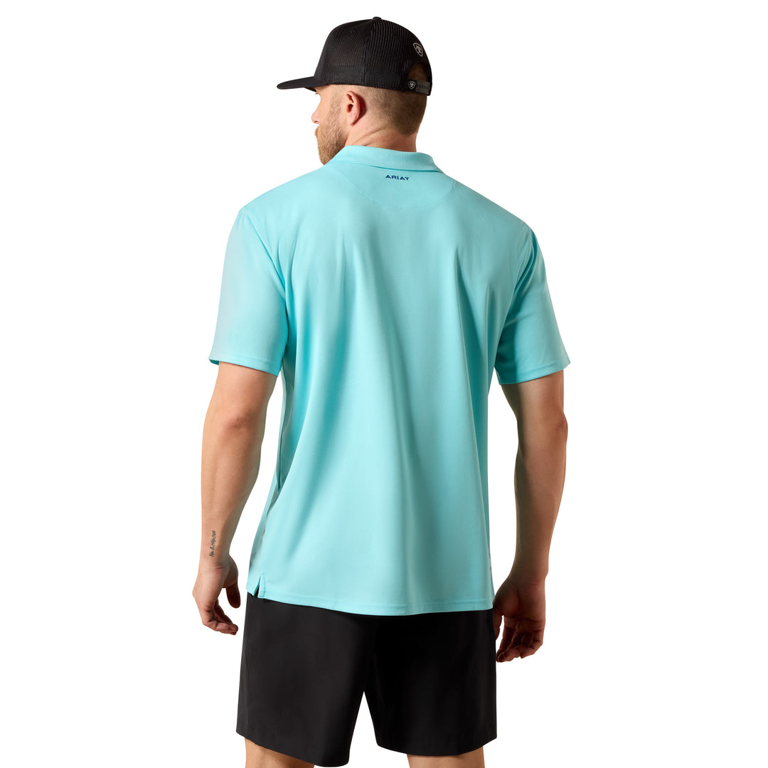 Ariat Mens Blue Solid Tek Polo