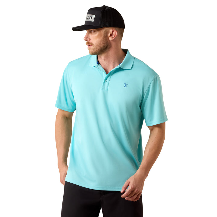 Ariat Mens Blue Solid Tek Polo