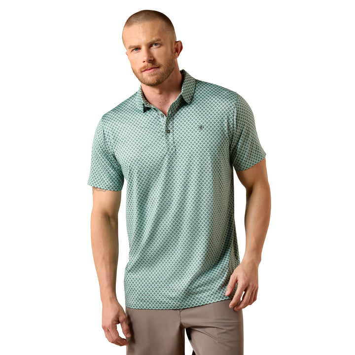 Ariat Mens All Over Print Heathered Fitted Polo