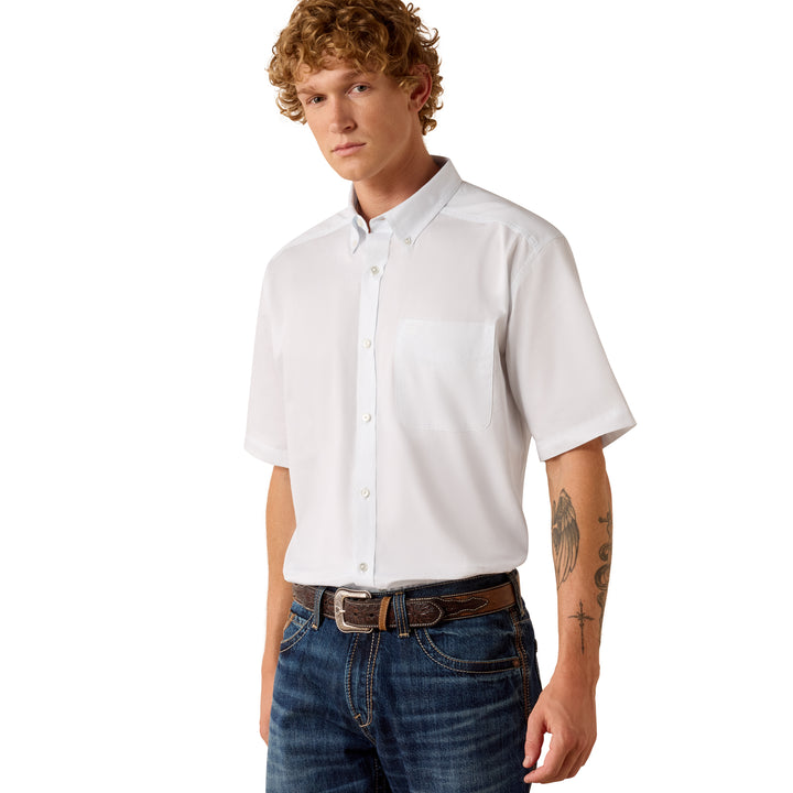 Ariat Mens White Lightweight Twill Classic Fit Shirt