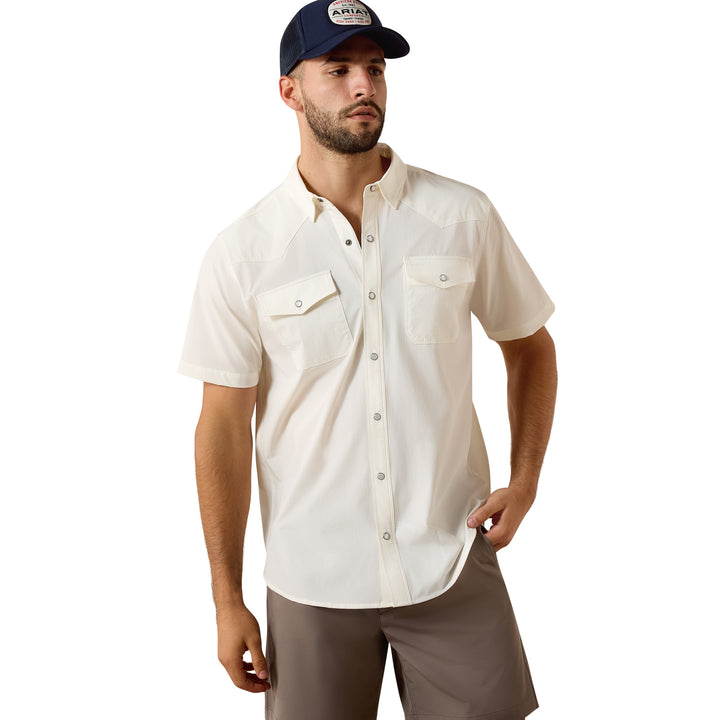 Ariat Mens White Vintage Fitted Short Sleeve Shirt