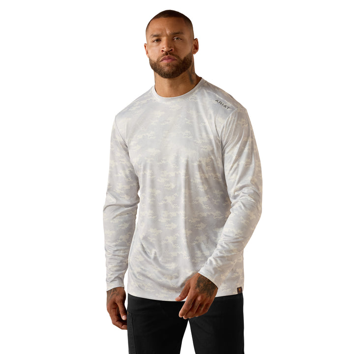 Ariat Mens Grey Rebar Sunblocker Printed Long Sleeve T-Shirt
