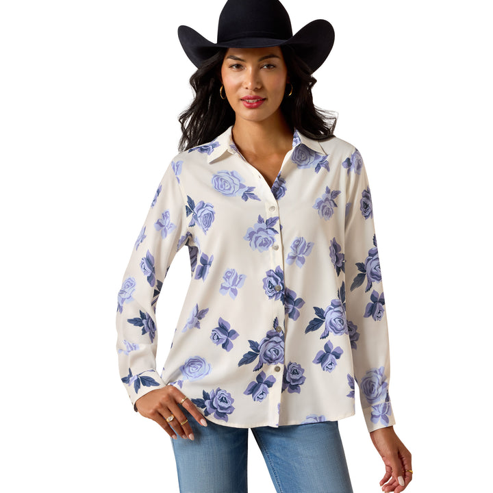 Ariat Womens Roses Are Blue Homestyle Shirt