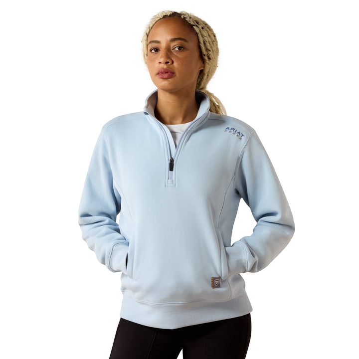 Ariat Womens Light Blue Rebar Lightweight Mock 1/2 Zip Sweatshirt