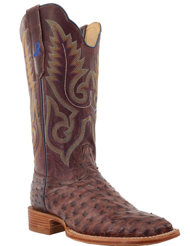 R. Watson Mens Brass Full Quill Ostrich Boots