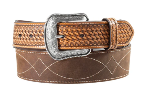Mens Basket Weave Boot Stitch Belt