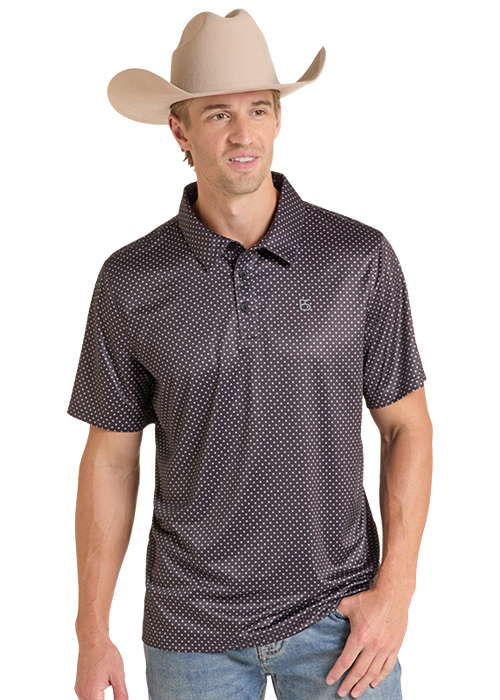 Panhandle Mens Black Print Polo