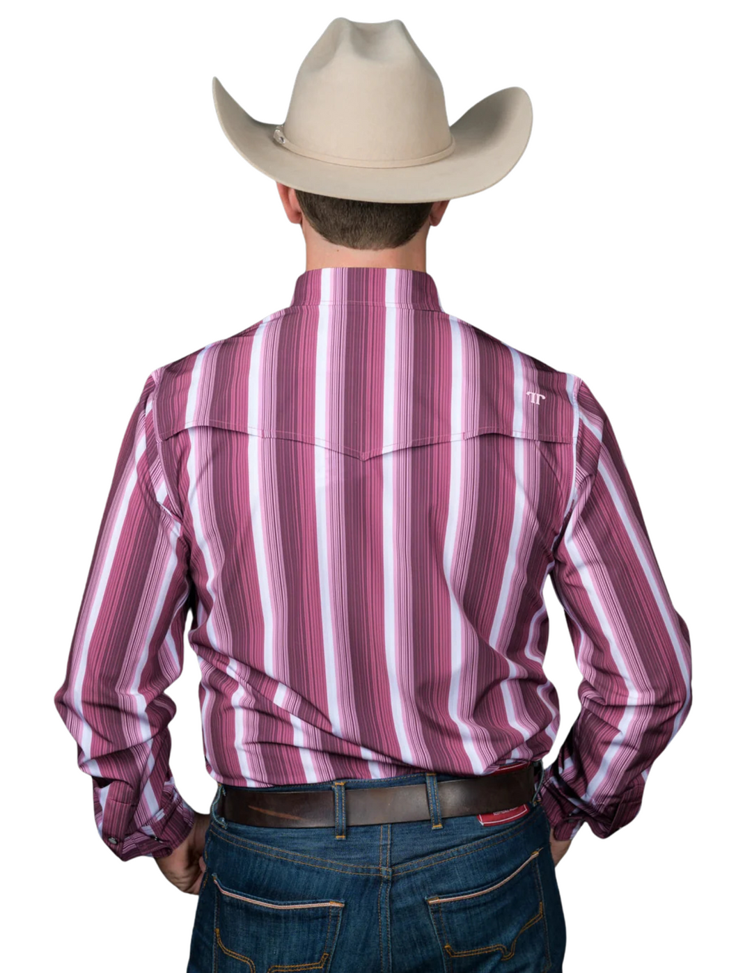 Ferrell Mens The Tristan Maroon Long Sleeve Pearl Snap Shirt