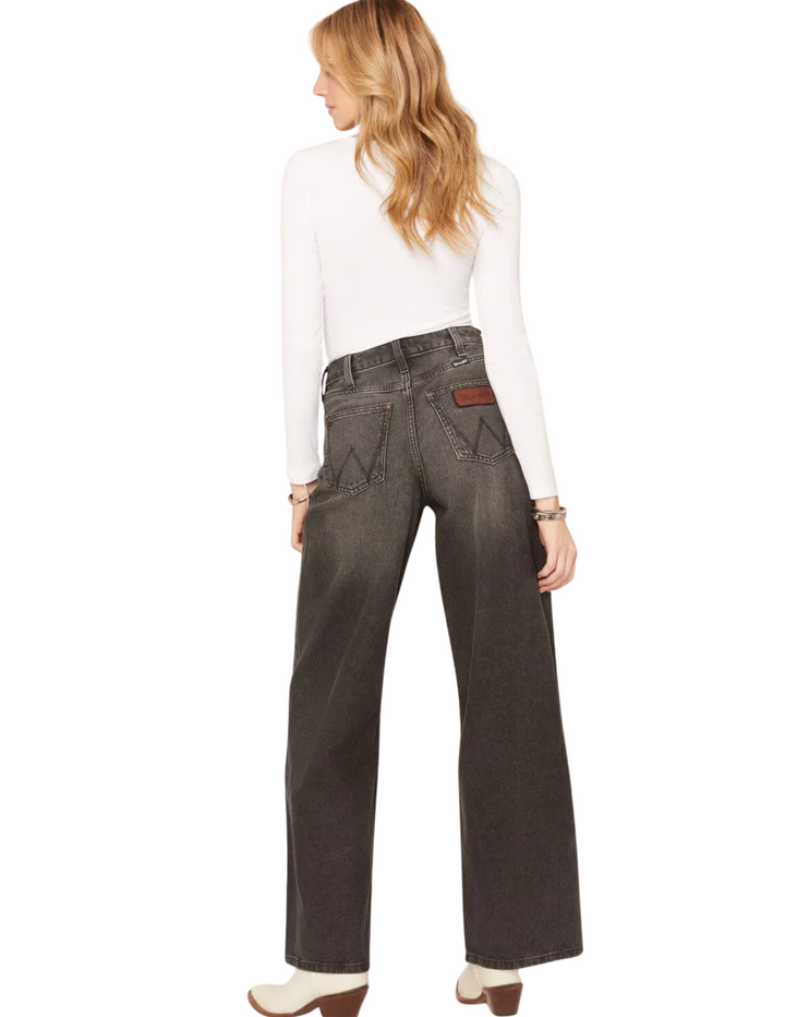 Wrangler Womens Retro Bailey Black Wide Leg Jeans