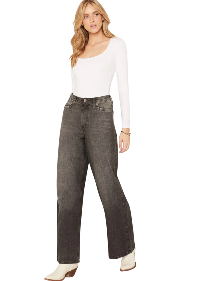 Wrangler Womens Retro Bailey Black Wide Leg Jeans