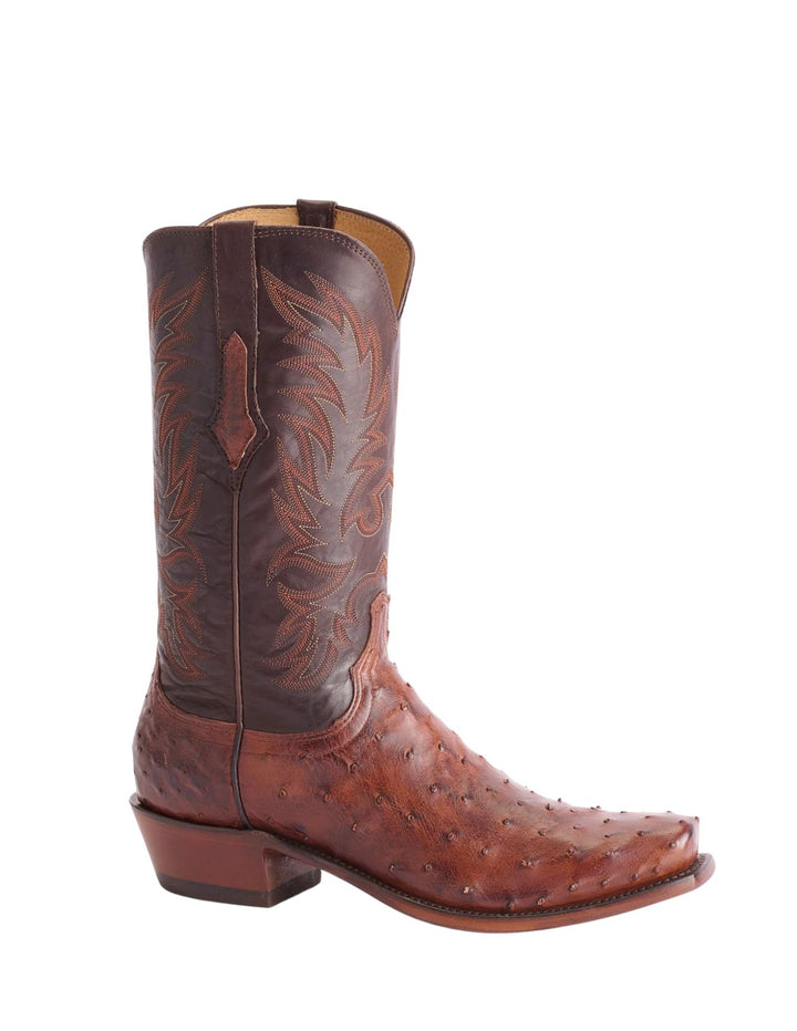 Lucchese Mens Elgin Chocolate Ostrich Boots