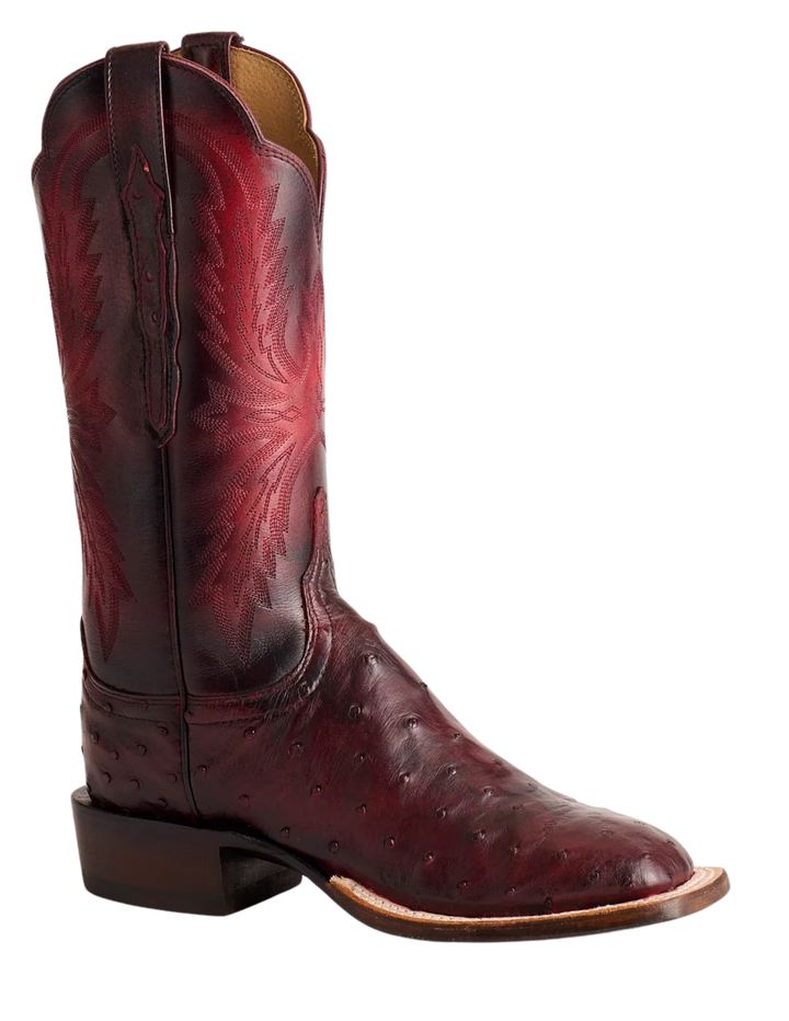Lucchese Womens Josephine Antique Black Cherry Ostrich Boot