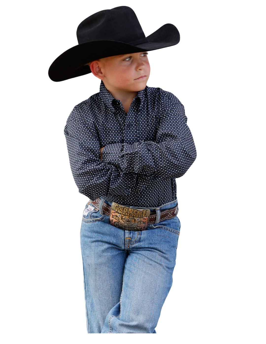 Cinch Boys Navy and White Long Sleeve Shirt