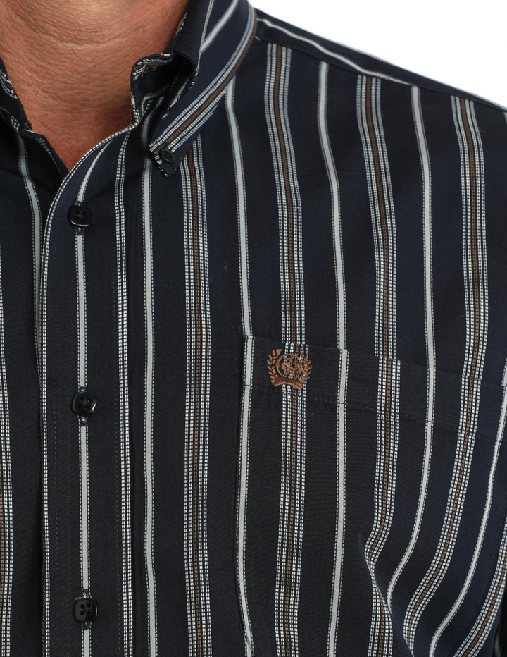 Cinch Mens Navy Stripe Long Sleeve Shirt
