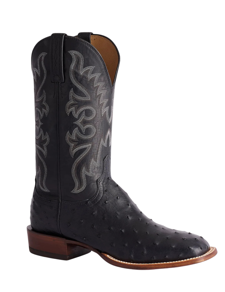 Lucchese Mens Harmon Black Ostrich Boots