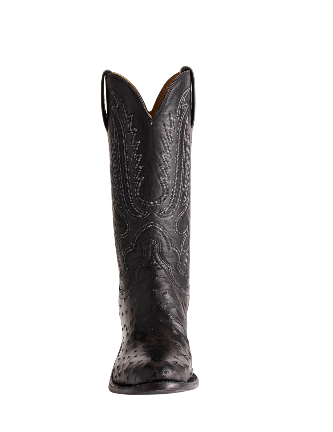 Lucchese Mens Luke Black Round Toe Ostrich Boots