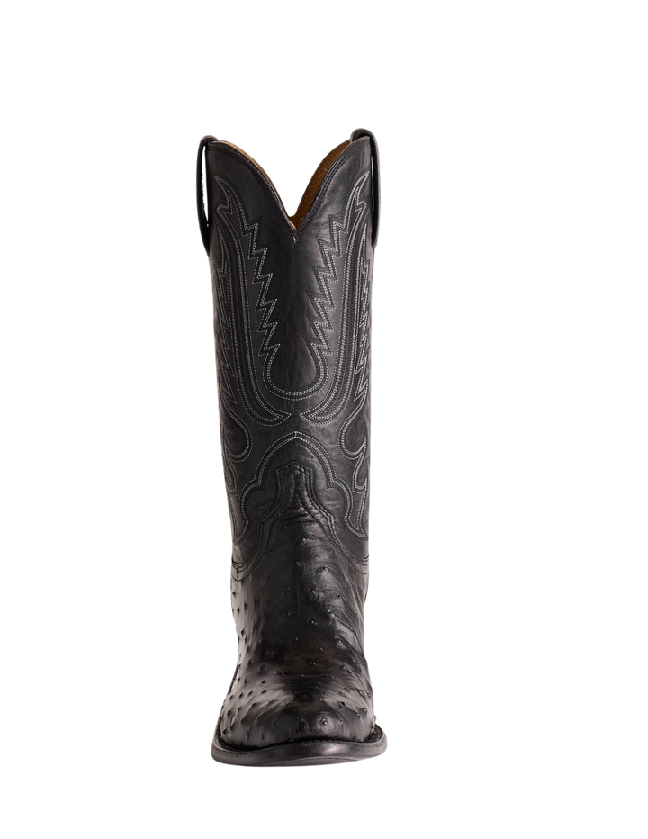 Lucchese Mens Luke Black Round Toe Ostrich Boots