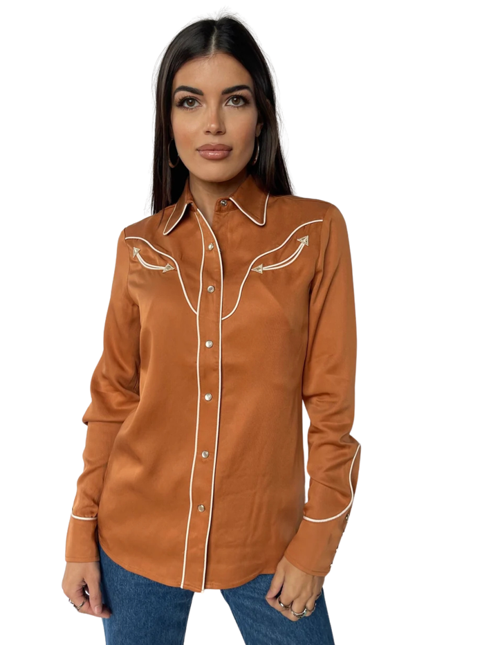 H Bar C Womens Burnt Orange San Fernando Long Sleeve Shirt
