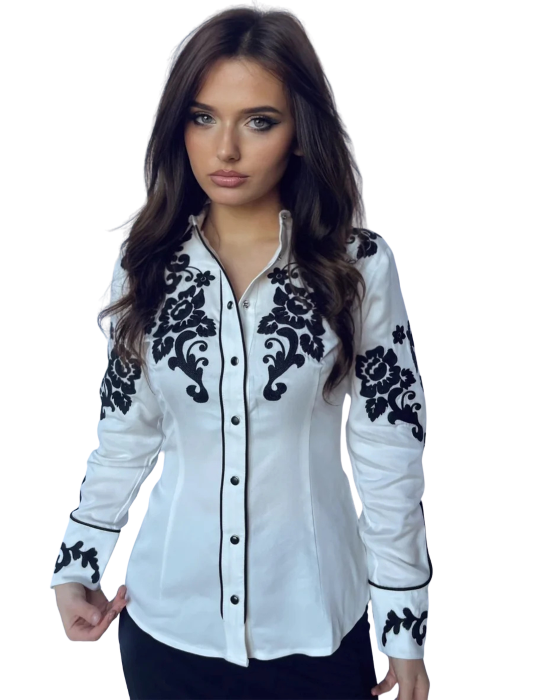 H Bar C Womens White Forth Worth Long Sleeve Shirt