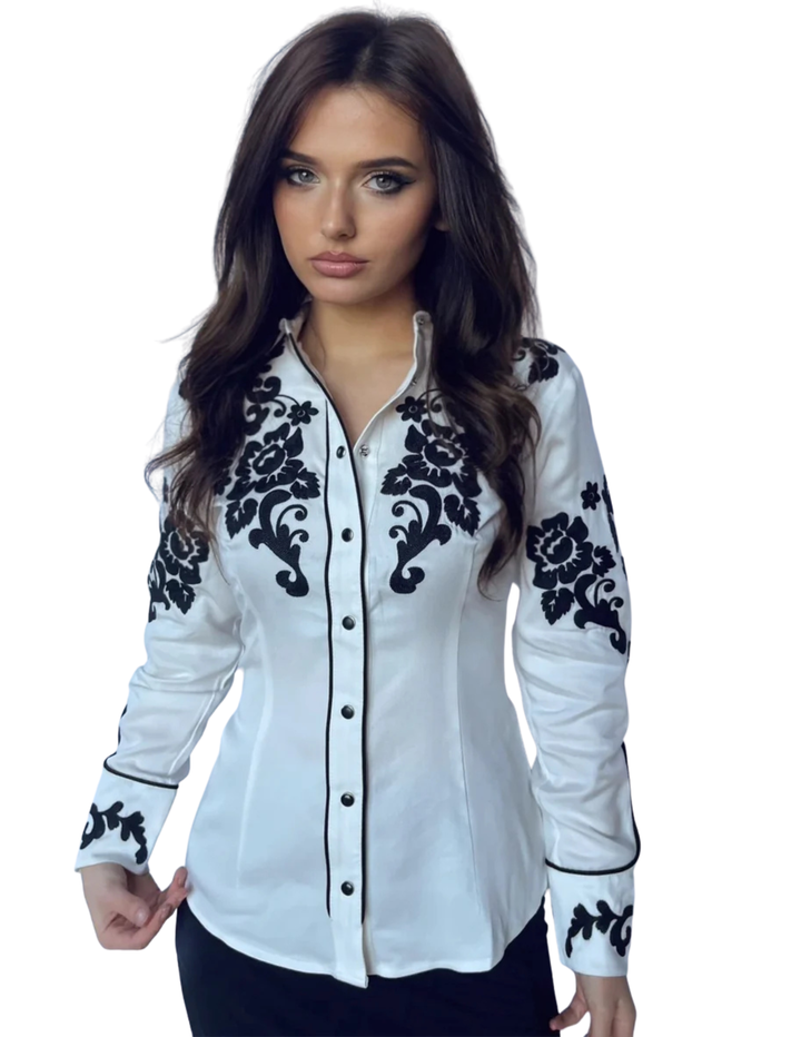H Bar C Womens White Forth Worth Long Sleeve Shirt