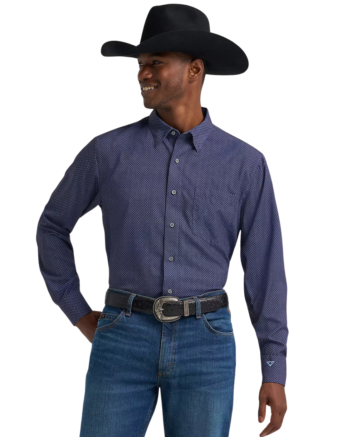 Wrangler Mens Navy Night Cody Johnson Performance Long Sleeve Shirt