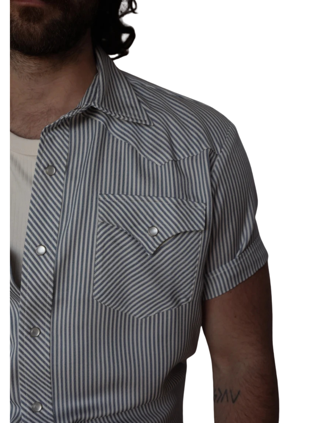 H Bar C Mens Newport Gray Striped Short Sleeve Shirt