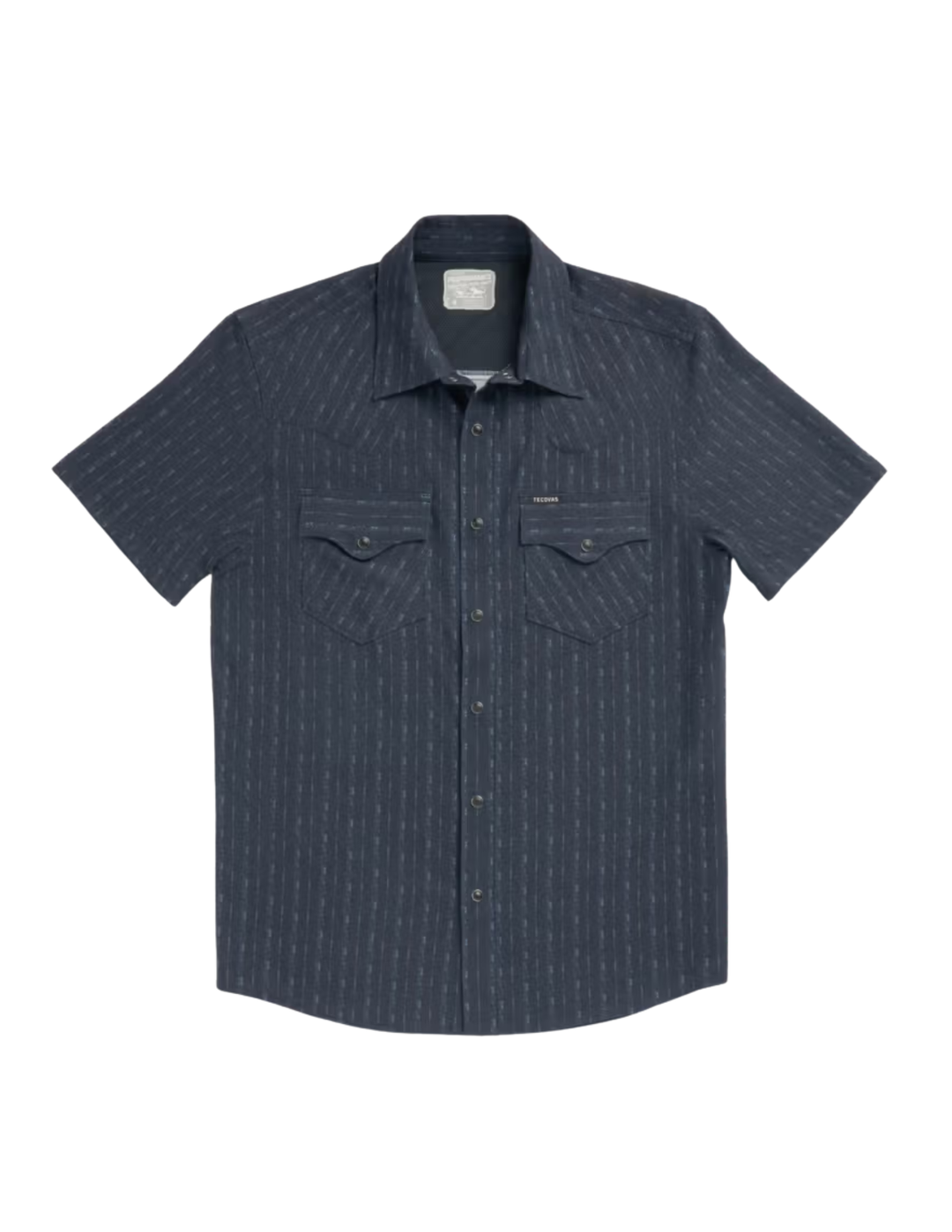 Tecovas Mens Dark Navy Performance Western Short Sleeve Pearl Snap Shirt