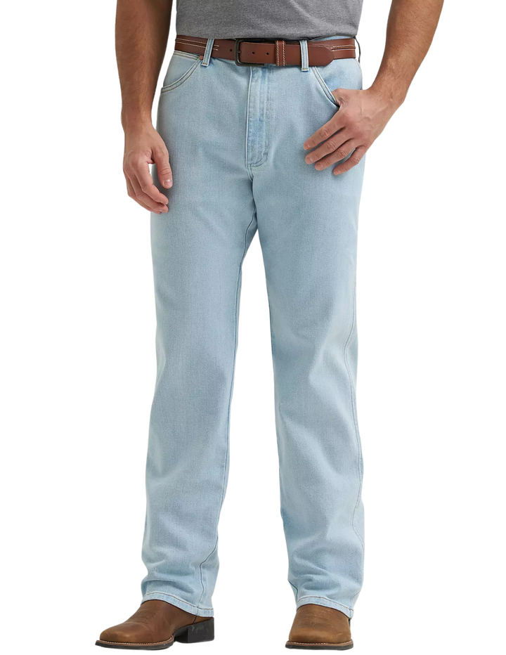 Wrangler Mens Light Wash Tough Lite Original Fit Jeans