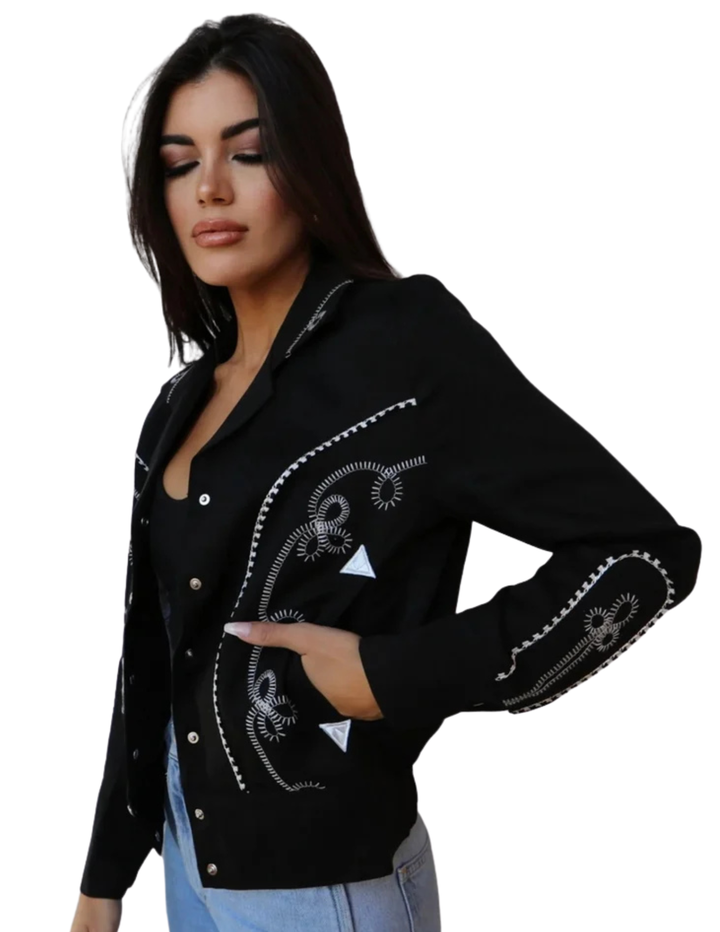 H Bar C Womens Black and White Bolero Jacket