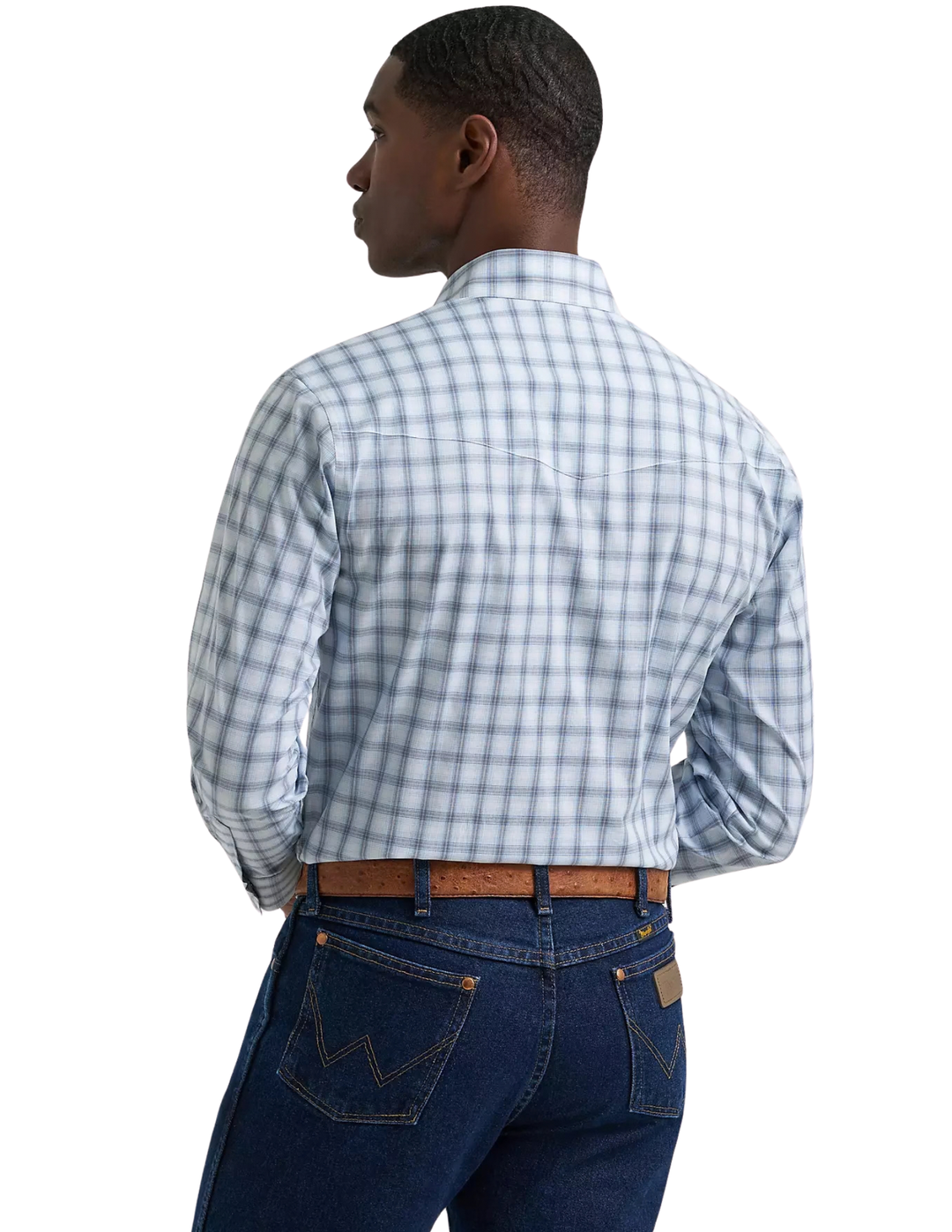 Wrangler Mens Blue Plaid Long Sleeve Shirt