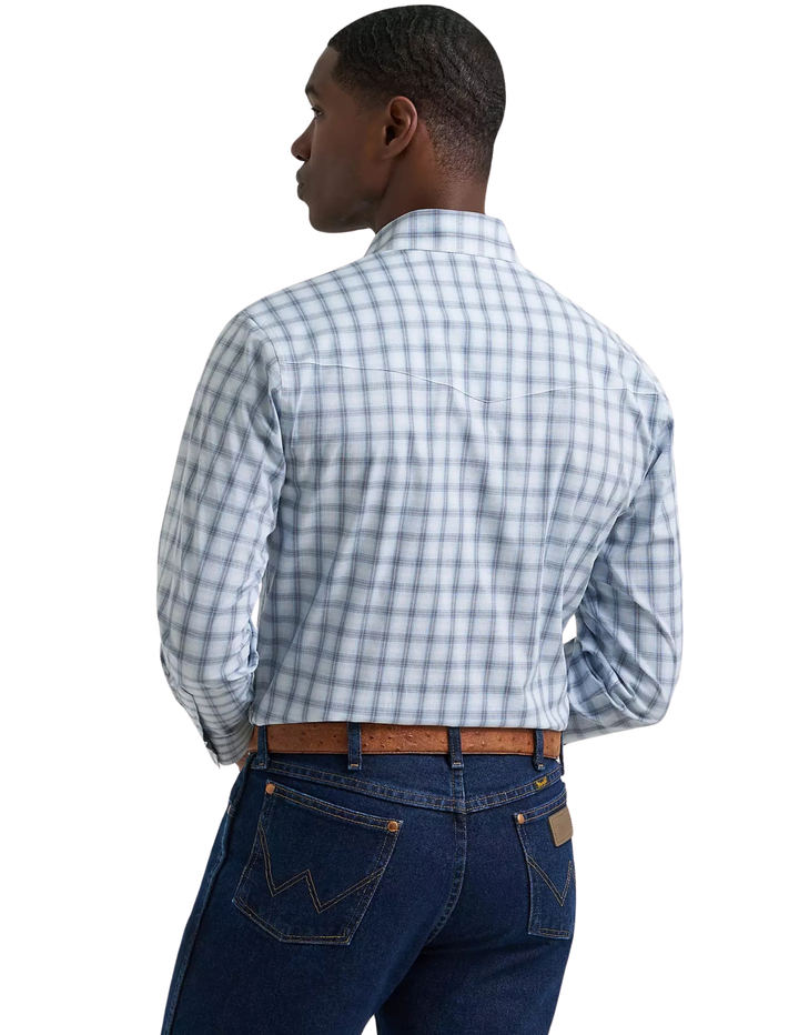 Wrangler Mens Blue Plaid Long Sleeve Shirt