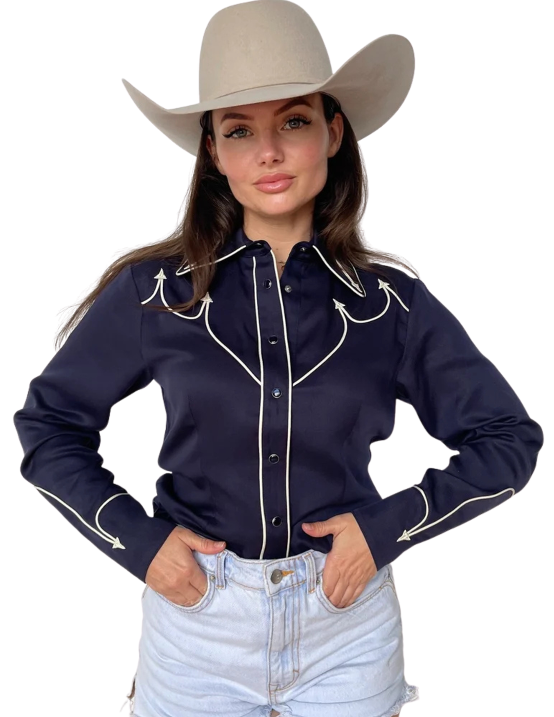 H Bar C Womens Navy Lake Tahoe Long Sleeve Shirt
